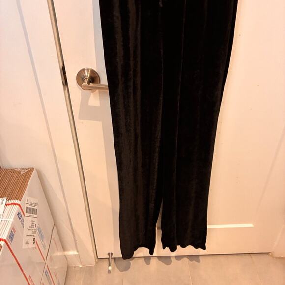 Bella Dahl Black Velvet Flutter Sleeve Wide Leg Jumpsuit Sz Small - Picture 9 of 13